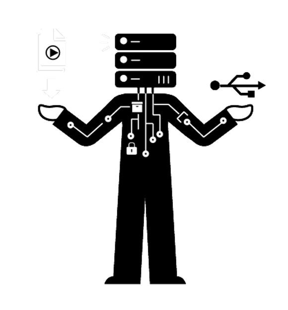 Data input/output (I/O) technician illustration