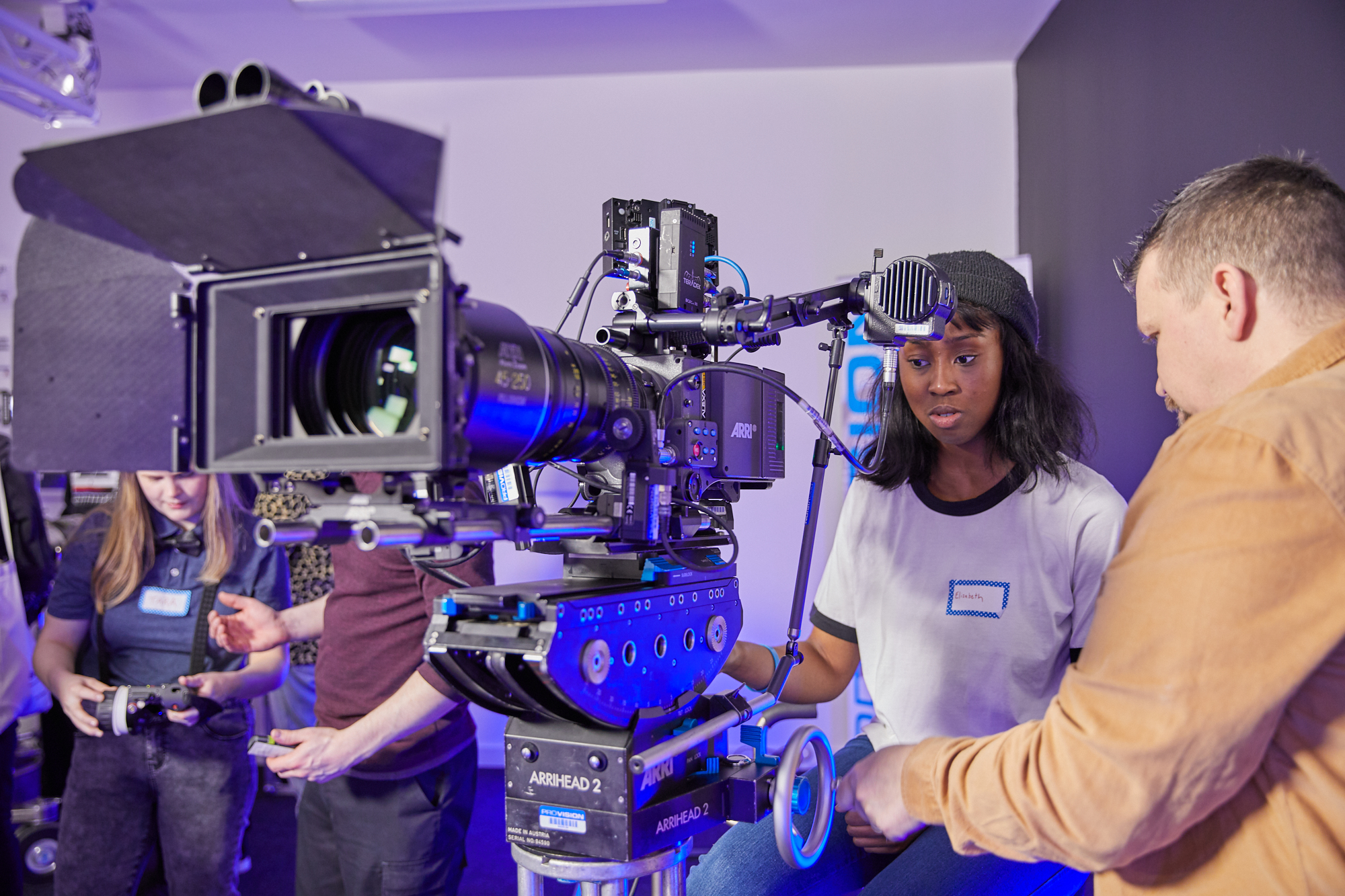 Camera trainees participate in a training workshop