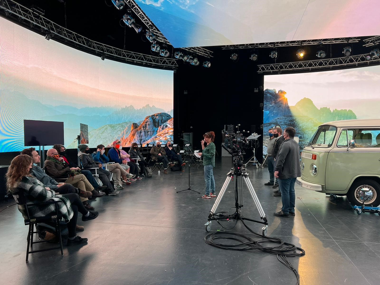 Crew on a virtual production set