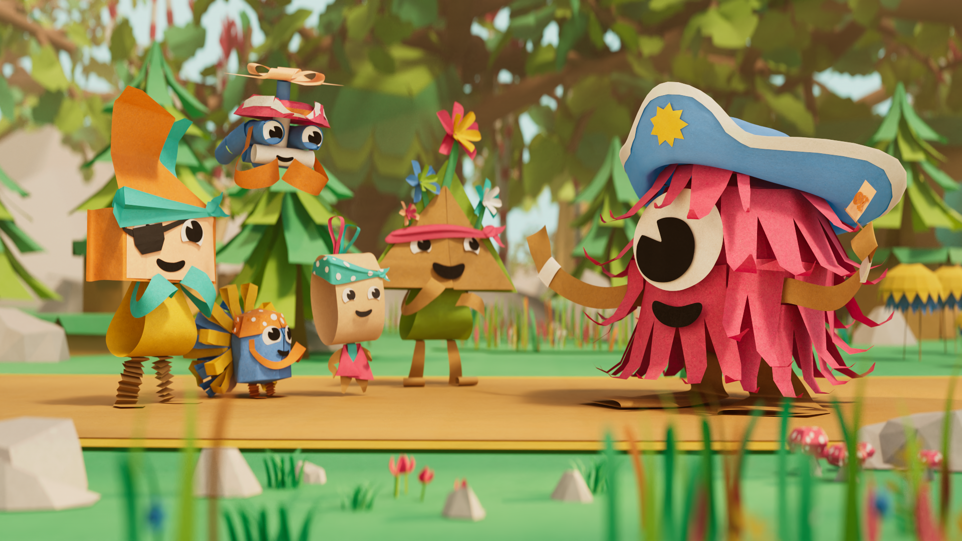 Production image of the characters from Pop Paper City